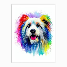 Polish Lowland Sheepdog Rainbow Oil Painting Dog Art Print