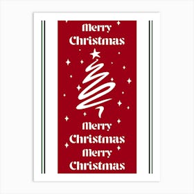 Red Cutout Christmas Sign Art Print