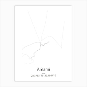 Amami,Japan Minimalist Map Art Print