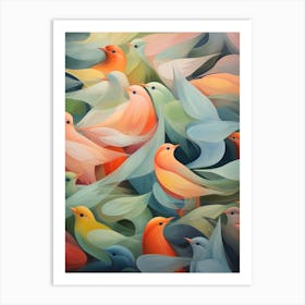 Muted Bird Pattern Art Print