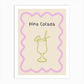 Pina Colada Doodle Poster Lilac & Green Art Print