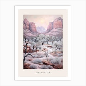 Dreamy Winter National Park Poster  Zion National Park United States 3 Art Print