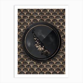 Shadowy Vintage Giant Cabuya Botanical in Black and Gold Art Print