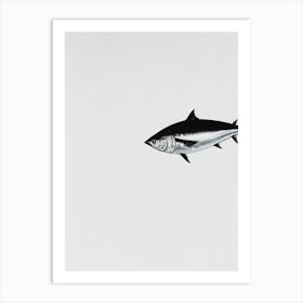 Atlantic Bluefin Tuna Black & White Drawing Art Print