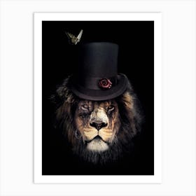 Lion In Top Hat Art Print