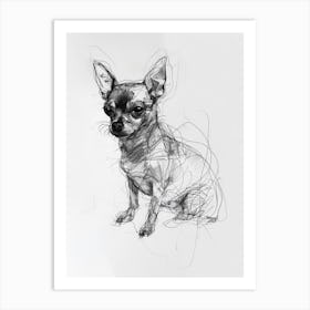 Chihuahua Dog Charcoal Line 3 Art Print