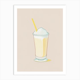 Vanilla Milkshake Dairy Food Minimal Line Drawing 1 Art Print