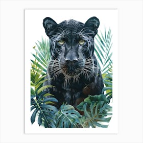 Double Exposure Realistic Black Panther With Jungle 36 Art Print