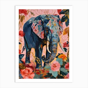 Floral Animal Painting Elephant 4 Art Print