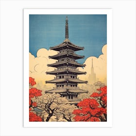 Tokyo Skytree, Japan Vintage Travel Art 3 Art Print