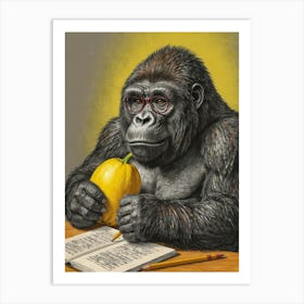 Gorilla In Glasses Art Print