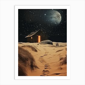 Cabin in the style of cosmic surrealism Art Print