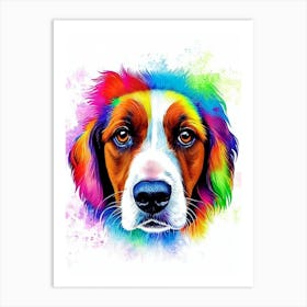 English Springer Spaniel Rainbow Oil Painting Dog Art Print