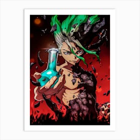 Anime Character With Green Hair Art Print