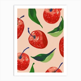 Red Apple Fruit Pattern 1 Art Print