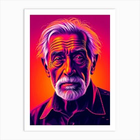 Portrait Of A Old Man - Neon Style Art Print