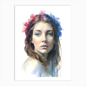 Watercolor Portrait Of A Woman Art Print