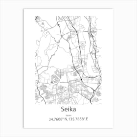 Seika,Japan Minimalist Map Art Print