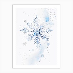 Delicate, Snowflakes, Minimalist Watercolour 2 Art Print