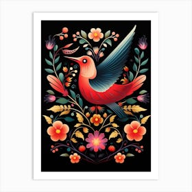 Folk Bird Illustration Swallow 3 Art Print