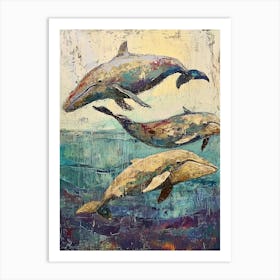 Whimsical Whales Brushstrokes 1 Art Print