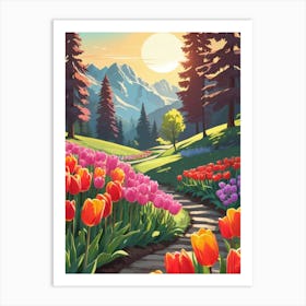 Tulips In The Garden Art Print