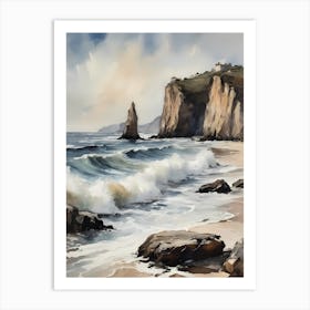 Vintage Coastal Seaside Painting (18) 1 Art Print