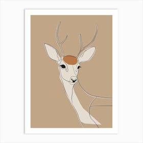 Deer - Boho, Line Art 7 Art Print