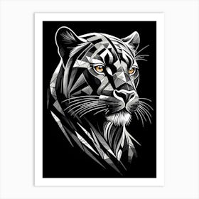 Geometric Panther Silver Art Print