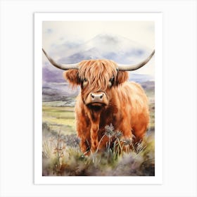 Highland Cow In The Grassy Land 4 Art Print