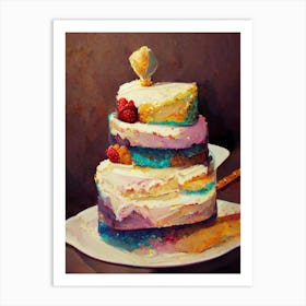 Rainbow Birthday Cake Oil Painting Art Print