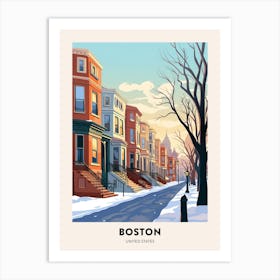 Vintage Winter Travel Poster Boston Usa 2 Art Print