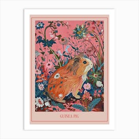 Floral Animal Painting Guinea Pig 1 Poster Art Print