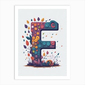 Colorful Letter F Illustration 46 Art Print