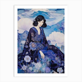 Asian Woman In Blue Art Print