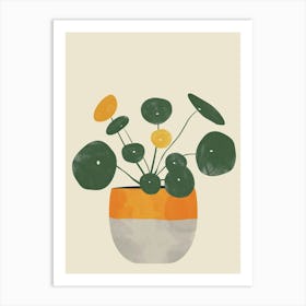 Pilea Plant Minimalist Illustration 5 Art Print