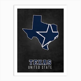 Dallas Cowboys Texas State Map Art Print