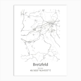 Bretzfeld,Germany Minimalist Map Art Print