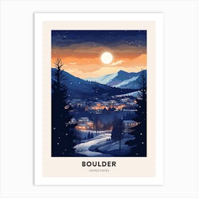 Winter Night  Travel Poster Boulder Colorado 3 Art Print