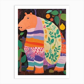 Maximalist Animal Painting Hippopotamus 2 Art Print