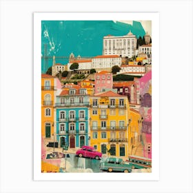 Lisbon   Retro Collage Style 3 Art Print