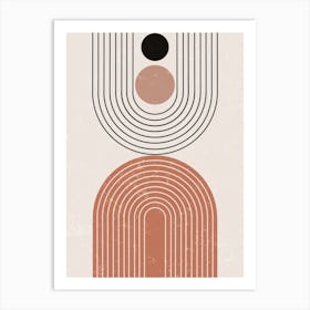 Abstract Geometric Concentric Arcs Retro Art Print