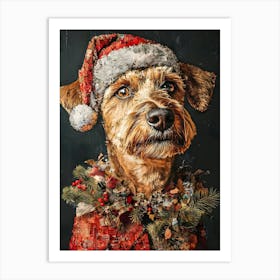 Christmas Airedale 9 Art Print