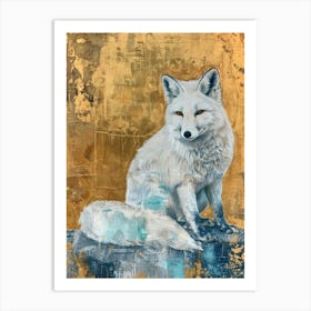 Arctic Fox Gold Effect Collage 4 Art Print