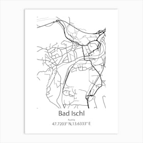 Bad Ischl,Austria Minimalist Map Art Print