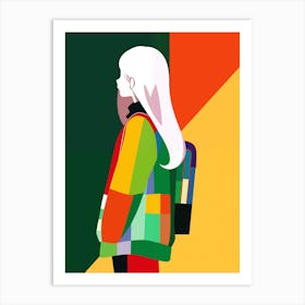 Girl With Backpack Art Print