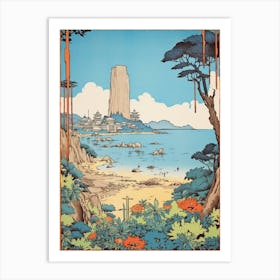 Enoshima Island, Japan Vintage Travel Art 1 Art Print