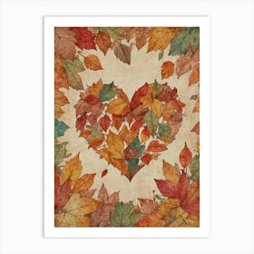 Autumn Leaves Heart 3 Art Print