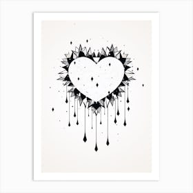 Geometric Line Heart Diamonds Art Print