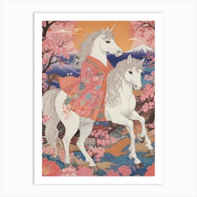 Japanese Unicorns Art Print